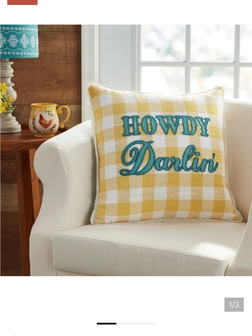 NWT The Pioneer Woman Howdy Darlin’ Pillow 18”x18” COTTON NEW
